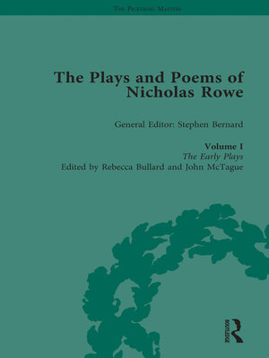 cover image of The Plays and Poems of Nicholas Rowe, Volume I